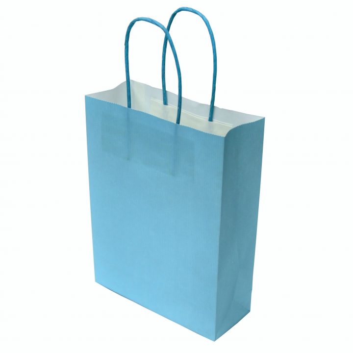 颜色和风条纹牛皮纸手挽袋